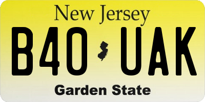 NJ license plate B40UAK