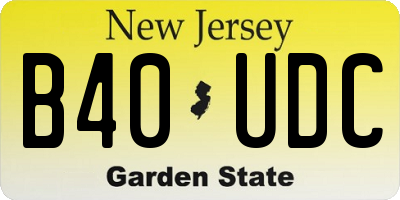 NJ license plate B40UDC