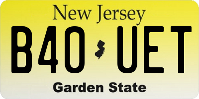 NJ license plate B40UET