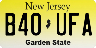 NJ license plate B40UFA