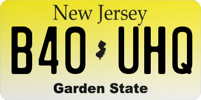 NJ license plate B40UHQ