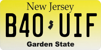 NJ license plate B40UIF
