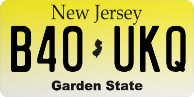 NJ license plate B40UKQ