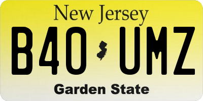 NJ license plate B40UMZ