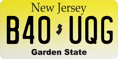 NJ license plate B40UQG