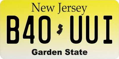 NJ license plate B40UUI