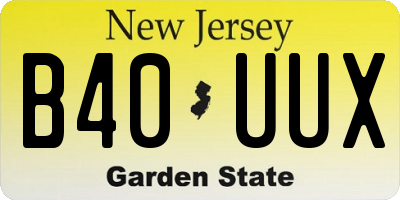 NJ license plate B40UUX