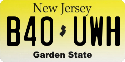 NJ license plate B40UWH