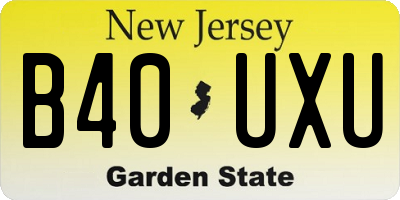 NJ license plate B40UXU