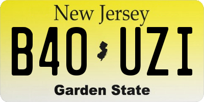 NJ license plate B40UZI