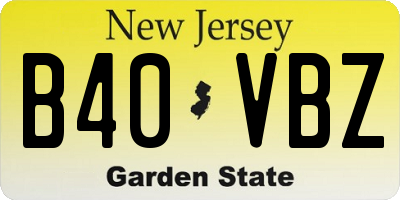 NJ license plate B40VBZ
