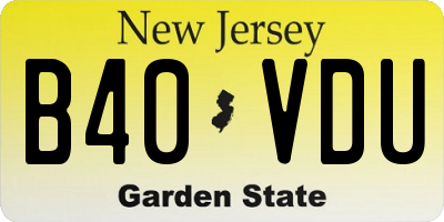 NJ license plate B40VDU