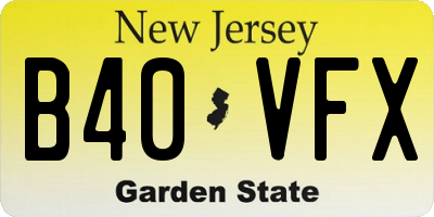 NJ license plate B40VFX