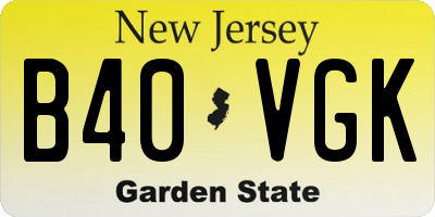 NJ license plate B40VGK