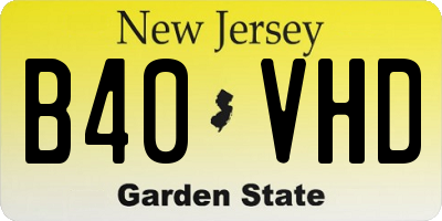 NJ license plate B40VHD