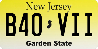 NJ license plate B40VII