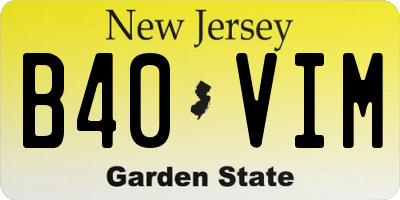NJ license plate B40VIM