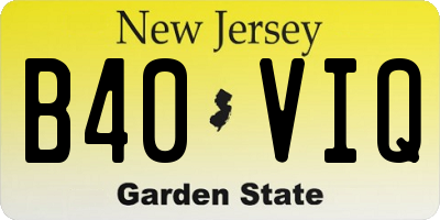 NJ license plate B40VIQ