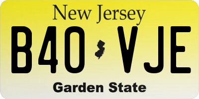NJ license plate B40VJE