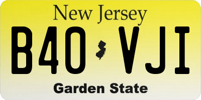 NJ license plate B40VJI