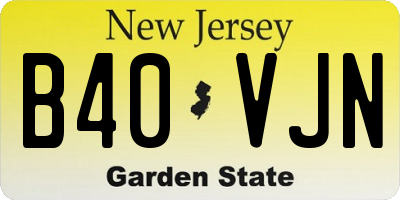 NJ license plate B40VJN
