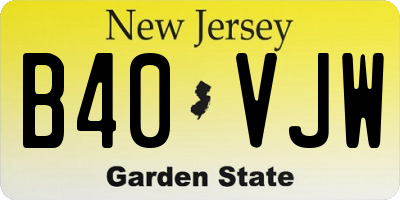 NJ license plate B40VJW