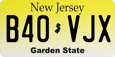 NJ license plate B40VJX