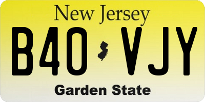 NJ license plate B40VJY