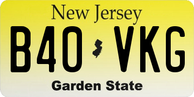 NJ license plate B40VKG