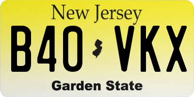 NJ license plate B40VKX