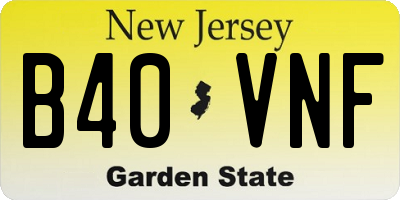 NJ license plate B40VNF