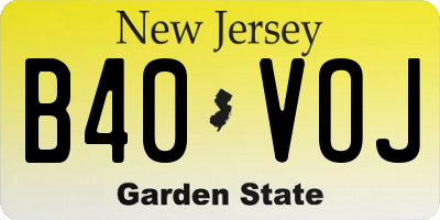 NJ license plate B40VOJ
