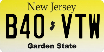 NJ license plate B40VTW