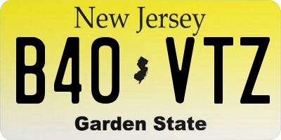 NJ license plate B40VTZ