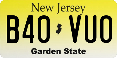 NJ license plate B40VUO