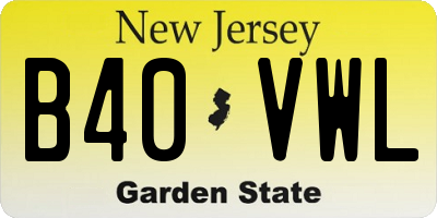 NJ license plate B40VWL