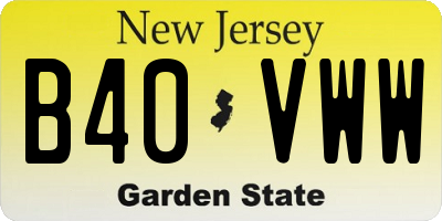 NJ license plate B40VWW