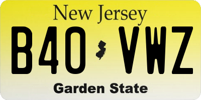 NJ license plate B40VWZ
