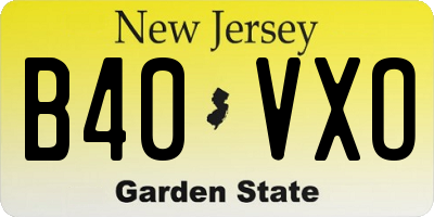 NJ license plate B40VXO