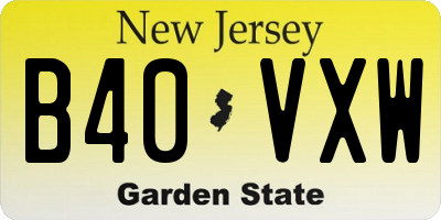 NJ license plate B40VXW