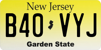 NJ license plate B40VYJ