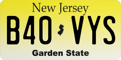NJ license plate B40VYS