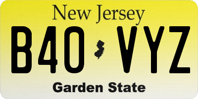 NJ license plate B40VYZ