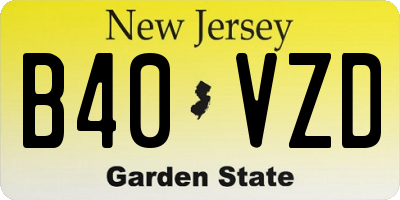 NJ license plate B40VZD