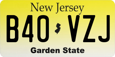 NJ license plate B40VZJ