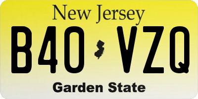 NJ license plate B40VZQ