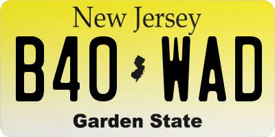 NJ license plate B40WAD