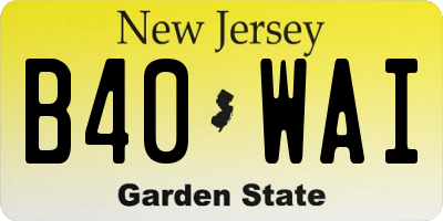 NJ license plate B40WAI