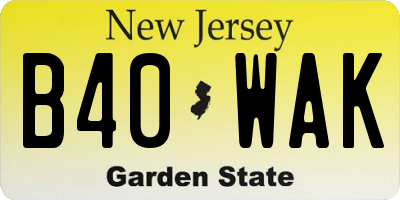 NJ license plate B40WAK