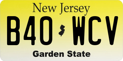 NJ license plate B40WCV